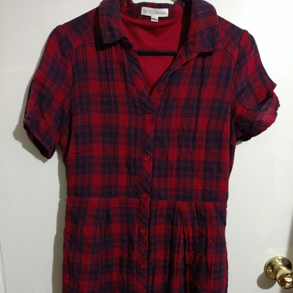 Soft red plaid dress
